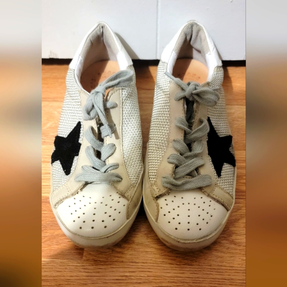 Golden Goose Kids White Sneakers with Black Star